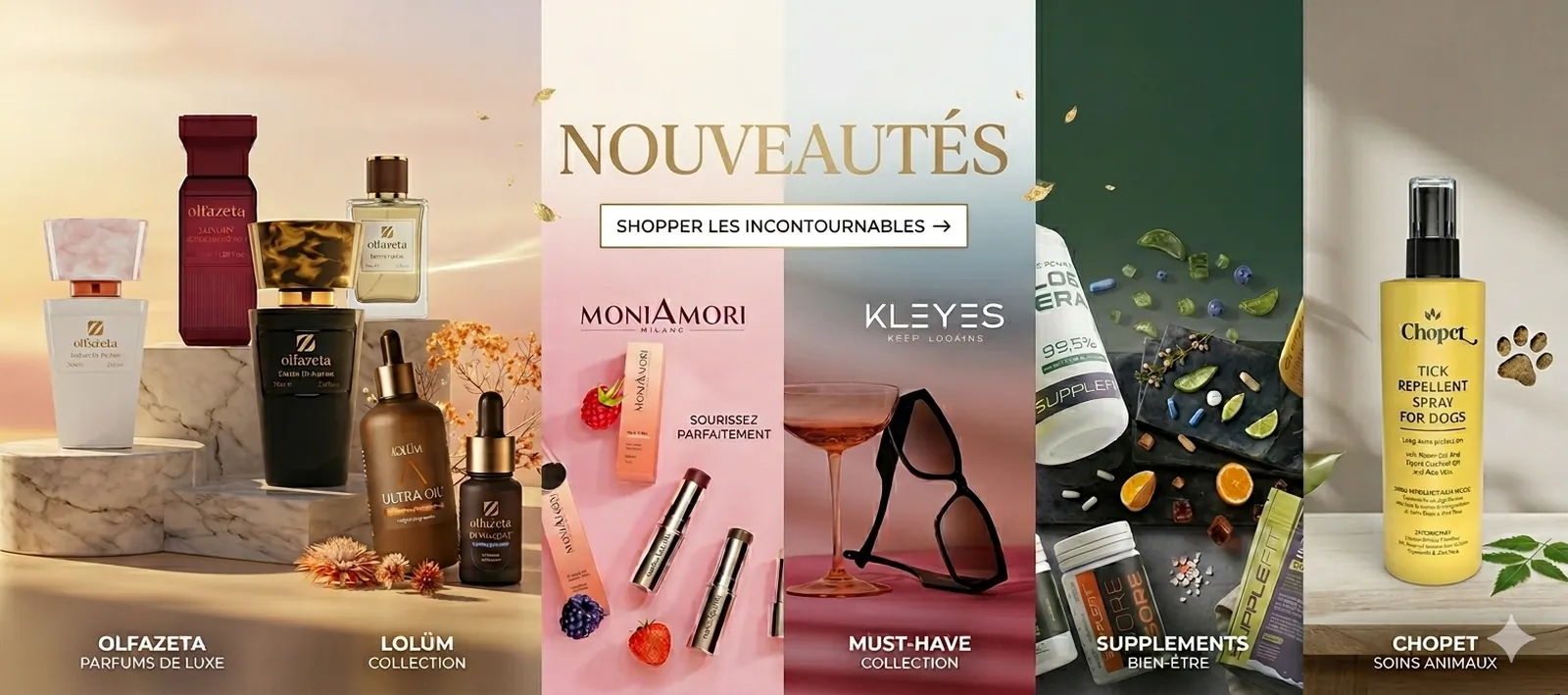 Nouveautés : Olfazeta, LOLÛM, MoniAmori, Kleyes, SuppleFit et Chopet — découvrir nos marques
