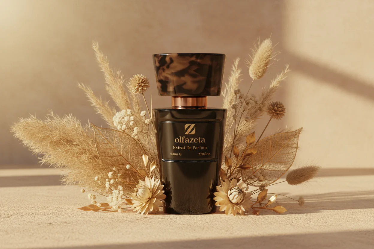 Flacon Olfazeta noir aux notes boisées, cèdre et vétiver